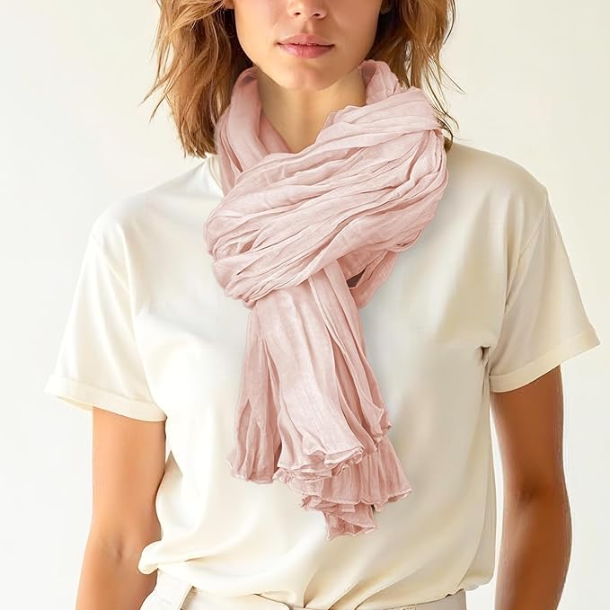 Toutacoo, Cotton Scarf, Chèche, Echarpe, crinkle soft scarf, light, fashion, solid, wrap, shawl, unisex, Plaited 100% Cotton