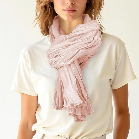 Toutacoo, Cotton Scarf, Chèche, Echarpe, crinkle soft scarf, light, fashion, solid, wrap, shawl, unisex, Plaited 100% Cotton