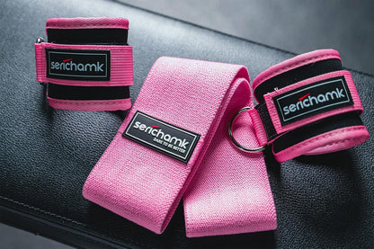 All Pink Barbell Pad for Hip Thrust Squat Bar Pad Foam Barbell Pad for Weight Bar Cushion with 2 Gym Ankle Straps 1 Booty Band and Carry Bag for Standard Olympic Bars
