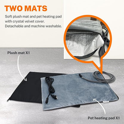 Toozey Large Elevated Heated Outdoor Cat House 100 Waterproof with Insulated Aluminum, 2 Mat, Sturdy Safe Feral Shelter for Winter Indoor Outside with Thermostatic Pet Heating Pad 19.7" X 16" X 17.7"