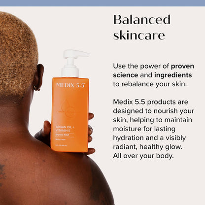 Medix 5.5 Argan Oil Cream + Vitamin E Anti Aging Skin Care Moisturizer Body Cream | Firming Body Lotion Reduces Look Of Wrinkles, Cellulite, Crepey Skin, & Uneven Skin Tone For Women & Men, 15 Fl Oz
