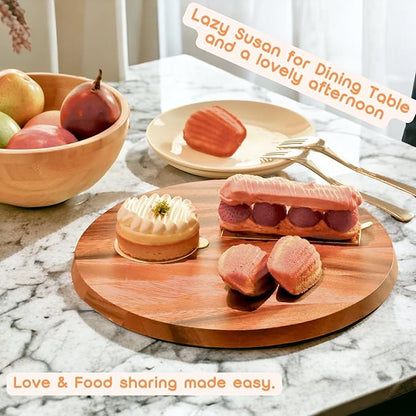 SNW Wooden Lazy Susan for Table top, Small charcuterie Board, Perfect as Lazy Susan for Dining Table, Lazy Susan charcuterie Board, Pantry Organizer,11 Inch Wood Lazy Susan