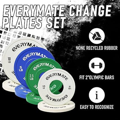 Change Weight Plates 1.25LB 2.5LB 5LB 10LB Set Fractional Plate Olympic Bumper Plates for Cross Training Bumper Weight Plates Steel Insert Strength Training Weight Plates