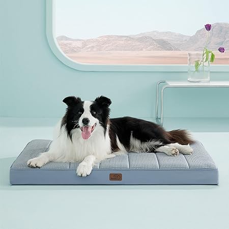 Bedsure Cooling Dog Bed for Crate - Large Orthopedic Waterproof Puppy Beds with Removable Washable Cover, Egg Crate Foam Pet Mat, Suitable for Pet Up to 50 lbs
