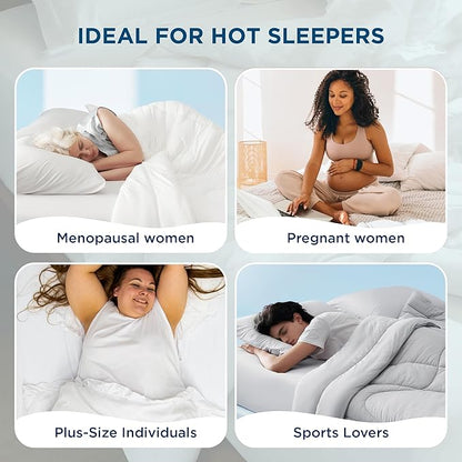 Bedsure Cooling Comforter Queen Size - Rayon Derived from Bamboo Blend  Breathable Lyocell Grey Comforter, Natural Cool Duvet for Hot Sleeper, Ultra-Soft and Moisture-Wicking, White, 88x88 Inches