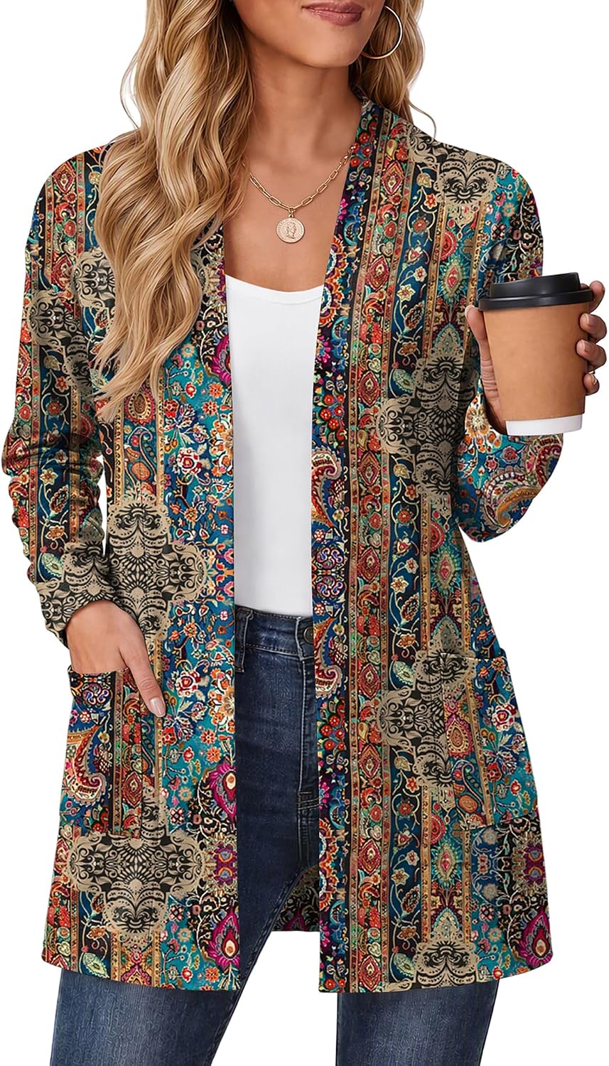 Zeagoo Women's Lightweight Cardigan Open Front Long Sleeve Casual Loose Thin Cardigans with Pockets 2026