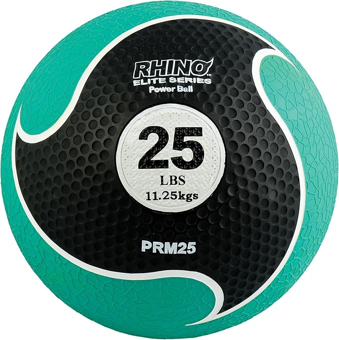 Champion Sports Rhino Elite Medicine Ball – Textured Surface, Superior Grip, Hollow Synthetic Rubber for Consistent Bounce & Durability, Multiple Weights & Colors - Optional Rebounder Sold Separately