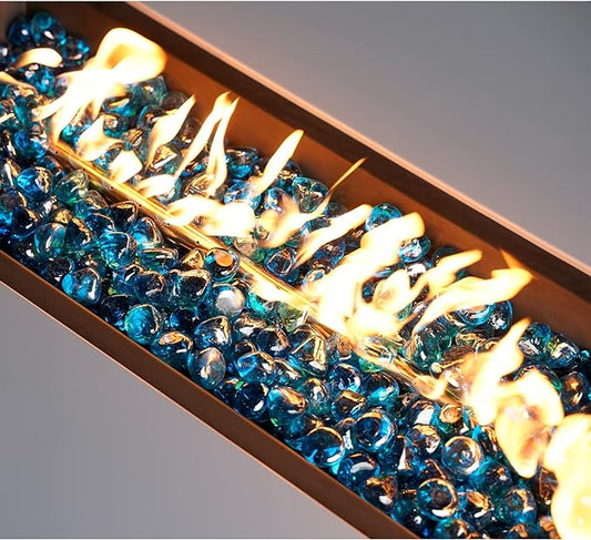 Mr. Fireglass 10 lb Fire Glass Mixed Diamonds for Fireplace, Fire Pit & Landscape Lanscaping - 1 Inch High Glitter Blue Caribbean Fire Rocks
