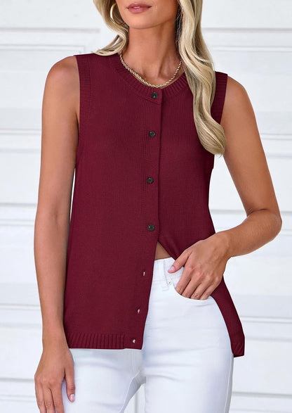 Size Large PRETTYGARDEN Sweater Vest Tops for Women 2026 Lightweight Summer Cardigan Sleeveless Button Up Knit Casual Spring Clothes