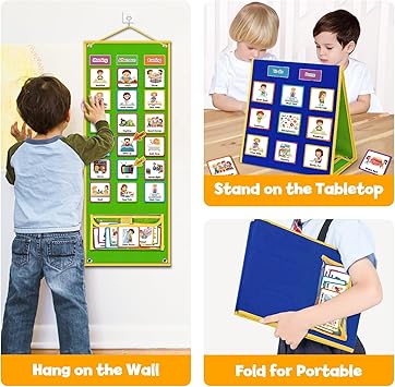 Godery Large Visual Schedule for Kids Chore Reward Chart,Bedtime Routine Chart for Toddlers,Double Side Weekly Planner Board with 109 Cards for Home School Planner,Autism Learning Materials.