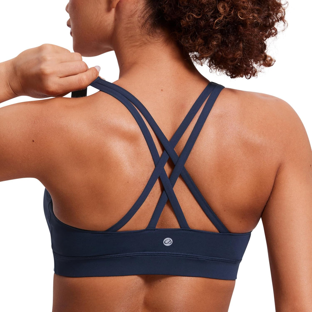 CRZ YOGA Naked Feeling Strappy Sports Bras Medium Support, Removable Pads, Yoga, Sleek, Scoop Neck, for Women