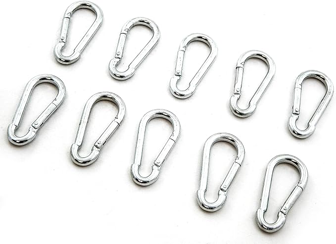 Red Hound Auto Steel Spring Snap Quick Link Carabiner Hook Clip 2-38 Inches Length - Medium Duty 130 Pound - 732 Inches Thick