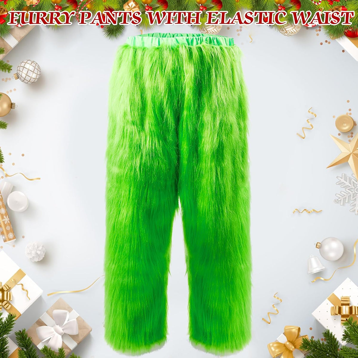 Halloween Costumes Adult, Green Costume 8PCS Christmas Santa Claus Costume for Men Cosplay Costume With Mask