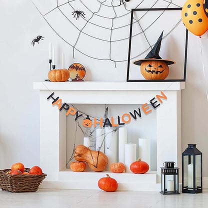 Happy Halloween Banner - Halloween Party Decorations,halloween Decor Banner,halloween Backdrop Black Orange,fall Decor