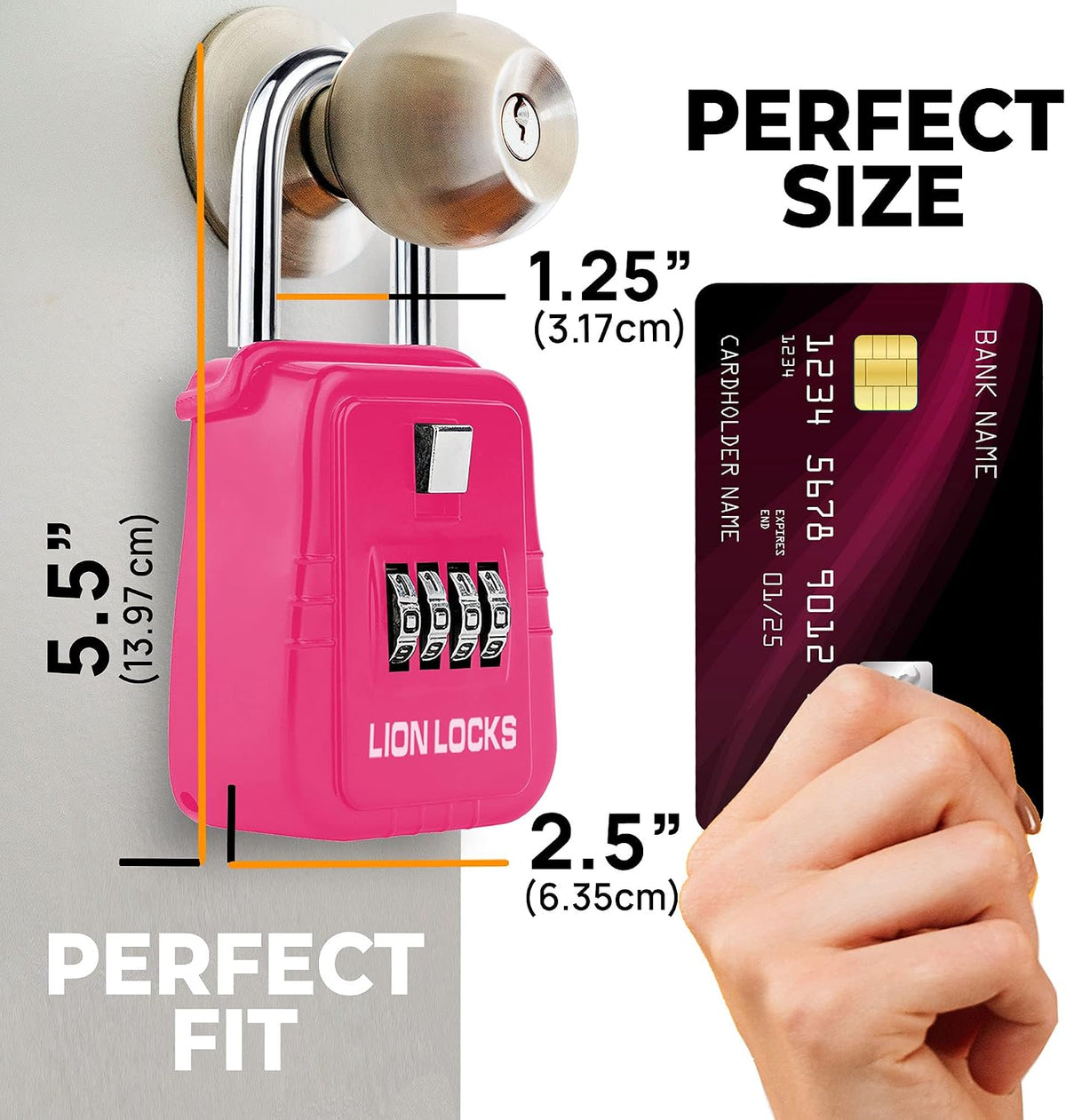 1500 Key Lock Box with Code, Lockbox for Keys Outdoor, Realtor Lock Box for Short-Term Rentals, Holds 5 Keys (1 Pack, Pink)