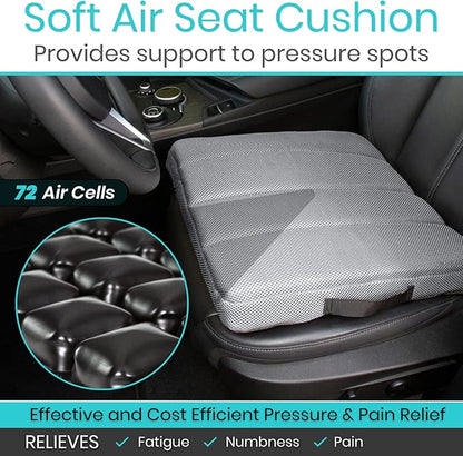 Vive Air Inflatable Seat Cushion - Adjustable Air Pressure Relief Seat, Portable - Waffle Style Tailbone Pad for Back Support, Sciatica, Coccyx Pain - for Car, Office Chair, Wheelchair