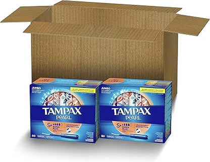 Tampax Pearl Tampons Super Plus Absorbency, With Leakguard Braid, Unscented, 50 Count x 2 (100 Count Total)