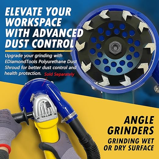 7" High Performance Diamond Grinding Wheels for Concrete, Paint, Epoxy, Mastic, Coating Removal, 3040 Grit, 10 Arrow Segments, 78"-58" Arbor