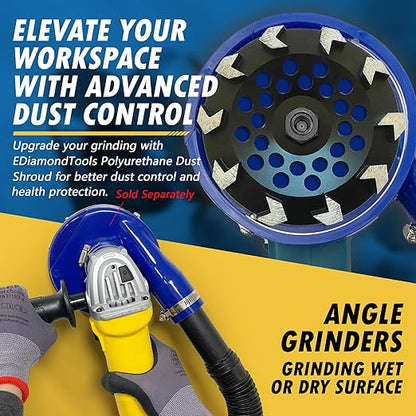 7" High Performance Diamond Grinding Wheels for Concrete, Paint, Epoxy, Mastic, Coating Removal, 3040 Grit, 10 Arrow Segments, 78"-58" Arbor