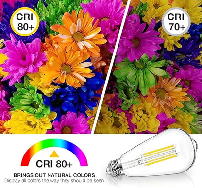 DAYBETTER 4 Pack Vintage LED Edison Bulbs, E26 Led Bulb 60W Equivalent, Dimmable Led Light Bulbs, High Brightness 800 LM Warm White 2700K, ST58 Antique LED Filament Bulbs, Clear Glass Style for Home