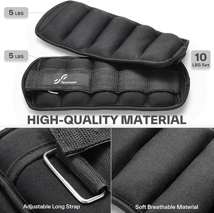 Sportneer Adjustable Ankle Weights Leg Weight Straps for Women Men, Weighted Ankle Weights Set for Gym,Fitness, Workout,Walking, Jogging,1-5 lbs Each Ankle, Pair Ankle Weight