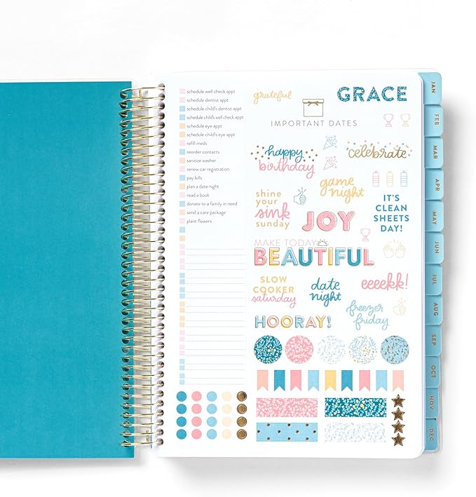 Home Planner 2024 (Floral) | Work from Home Planner w/Stickers | Daily Checklist | Monthly Budget Worksheet | Monthly Calendar Layout | Vacation Checklist | Coil Binding | Poly Laminated Cover…