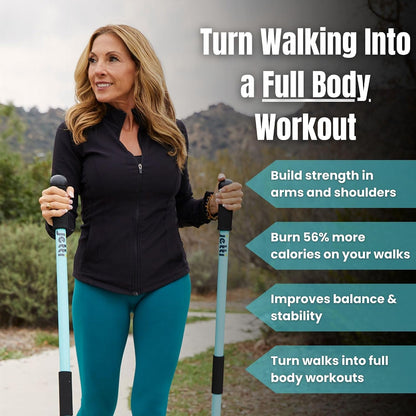 Weighted Walking Sticks for Seniors, Women & Men – 1.2lb Each Ergonomic Hiking Poles for Balance, Posture & Stability – Durable Trekking Poles for Walkings (Size Medium)