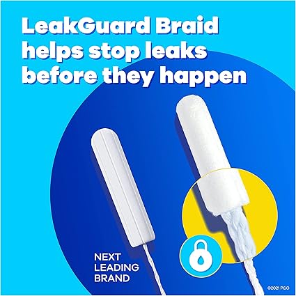 Tampax Pearl Tampons Super Plus Absorbency, With Leakguard Braid, Unscented, 50 Count x 2 (100 Count Total)