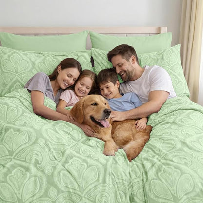 Paisley King Sheet Set 6 Piece, 16" Deep Pocket Soft Microfiber, LUX Décor Boho Print Wrinkle-Free Breathable Cooling Sheets, Fade and Shrink Resistant, OEKO-TEX, 4 Pillowcases, Sage Green
