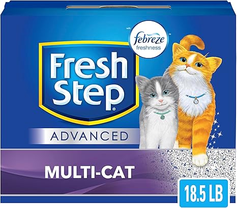 Fresh Step Clumping Cat Litter, Multi-Cat, Advanced Long Lasting Odor Control Kitty Litter with Activated Charcoal, Low Dust Formula, 18.5 lb
