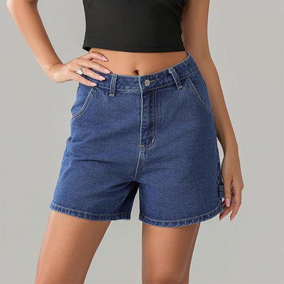 Womens Jean Shorts High Waist Straight Leg Baggy Denim Shorts Summer Casual Going Out Hot Short Pants
