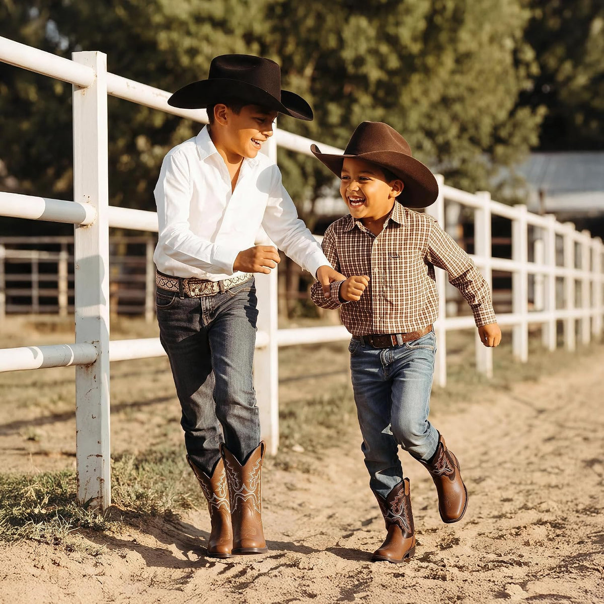 DREAM PAIRS Boys Girls Cowboy Boots Toddler Mid Calf Western Boots Square Toe Riding Boots for Kids