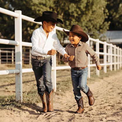 DREAM PAIRS Boys Girls Cowboy Boots Toddler Mid Calf Western Boots Square Toe Riding Boots for Kids