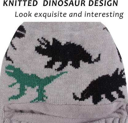 Winter Baby Knitted Hat Scarf Kids Boys Girls Hood Hats Toddler Earflap Beanie with Pompom
