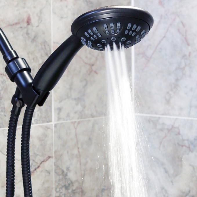 Aqua Elegante 6 Function Luxury Handheld Shower Head - Adjustable Pressure Rainfall Spray With Removable Nozzle, Oil-Rubbed Bronze