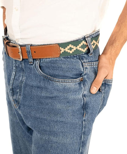 Handmade Woven Polo Belt - Guarda Pampas Design, Crafted from Full Grain Leather