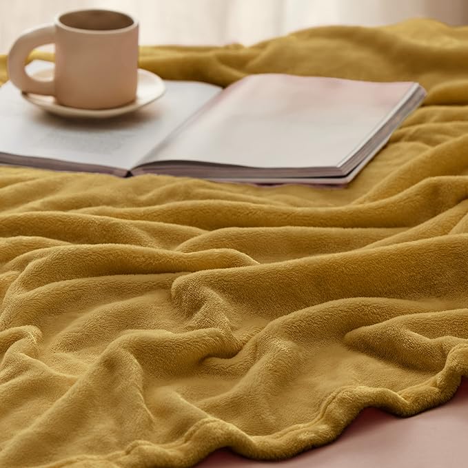 Bedsure Fleece Blankets King Size Gold Yellow - Bed Blanket Soft Lightweight Plush Cozy Fuzzy Luxury Microfiber, 108x90 inches