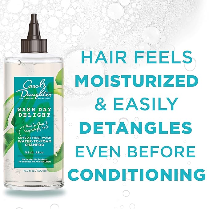 Carols Daughter Wash Day Delight Love at First To Foam Sulfate Free Shampoo with Aloe and Micellar Water, Paraben and Silicone Free, Micellar Shampoo for Kinky, Curly Hair, 16.9 fl oz