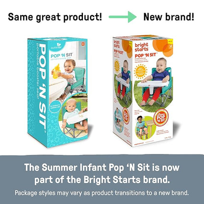 Summer by Bright Starts Pop 'N Sit Portable Booster Chair, Floor Seat, IndoorOutdoor Use, Compact Fold, Teal, 6 Mos - 3 Yrs