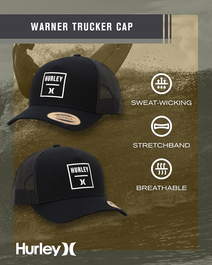 Hurley Mens Trucker Hat Fairway Mesh Trucker Hat, Quick Dry Snapback