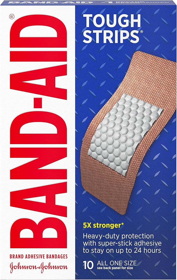 Band-Aid Brand Tough Strips Adhesive Bandages for Wound Care, Durable Protection for Minor Cuts and Scrapes, Extra Large Size, 10 ct