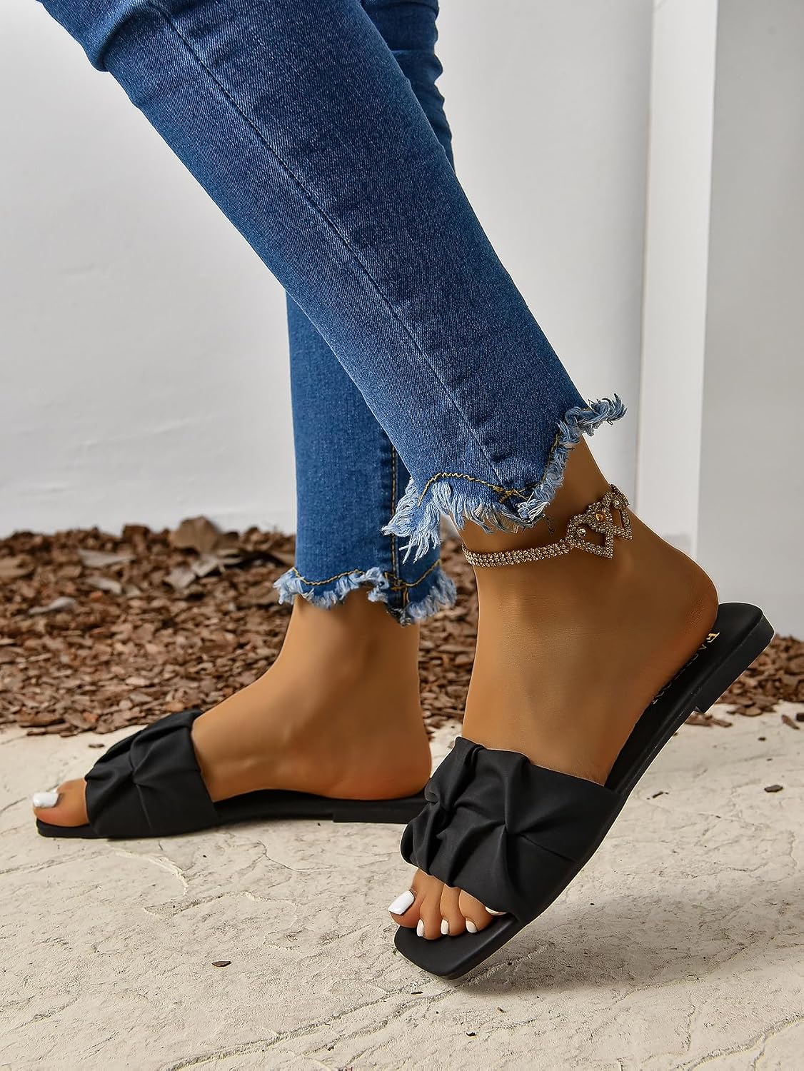 GORGLITTER Women's Summer Cute Flat Sandals Dress Slide Sandals Square Toe Wedding Shoes Vacation Trendy Sandals 2026.