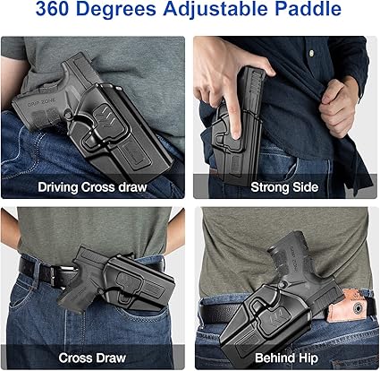 Compatible with Glock 43 Glock 43x, OWB Holster Fit G43 G43x, 360 Degrees Adjustable Belt Clip, Fit 1.5'' 1.75'' 2.0'' 2.25'' Wide Belt, Level II Retention Index Finger Release