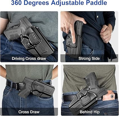 Compatible with Glock 43 Glock 43x, OWB Holster Fit G43 G43x, 360 Degrees Adjustable Belt Clip, Fit 1.5'' 1.75'' 2.0'' 2.25'' Wide Belt, Level II Retention Index Finger Release