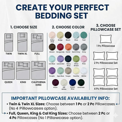 LUX Décor Queen Sheet Set - 4 Piece Ultra-Soft Microfiber Bed Sheets with Flat Sheet, 16 Inches Deep Pocket Fitted Sheet & 2 Pillowcases, Cooling & Breathable, Hotel Luxury, Oeko-TEX - Blue