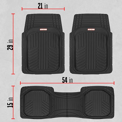 Motor Trend FlexToughXL Floor Mats for Cars Full Set, All-Weather Rubber Automotive Floor Mats, Waterproof Heavy Duty Car Mats, Flexible Floor Liners for Car Truck Van SUV, Car Floor Mats (Black)