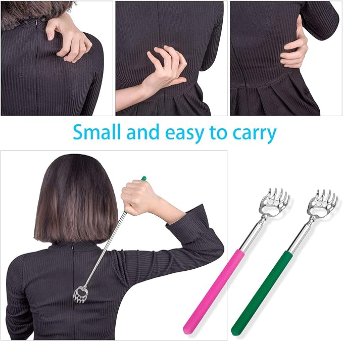 Awpeye Bear Claw Back Scratcher Extendable, Metal Portable Telescopic Backscratchers with Rubber Handled 8 Pack, Backscratcher for Men and Women