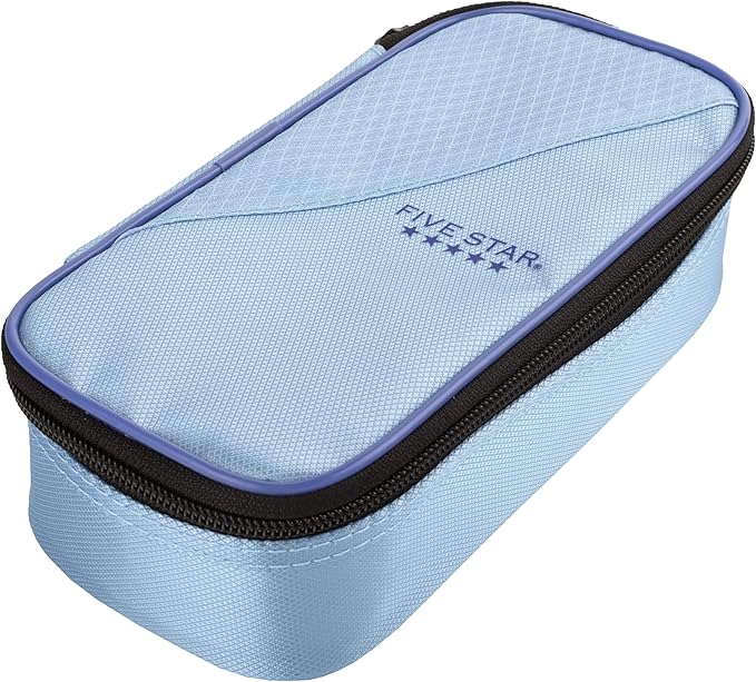 Five Star Pencil Pouch, Pen Case, High-Capacity Zipper Pouch, Storage Organizer for School Supplies Earbuds Chargers Cables Makeup, Blue/Denim