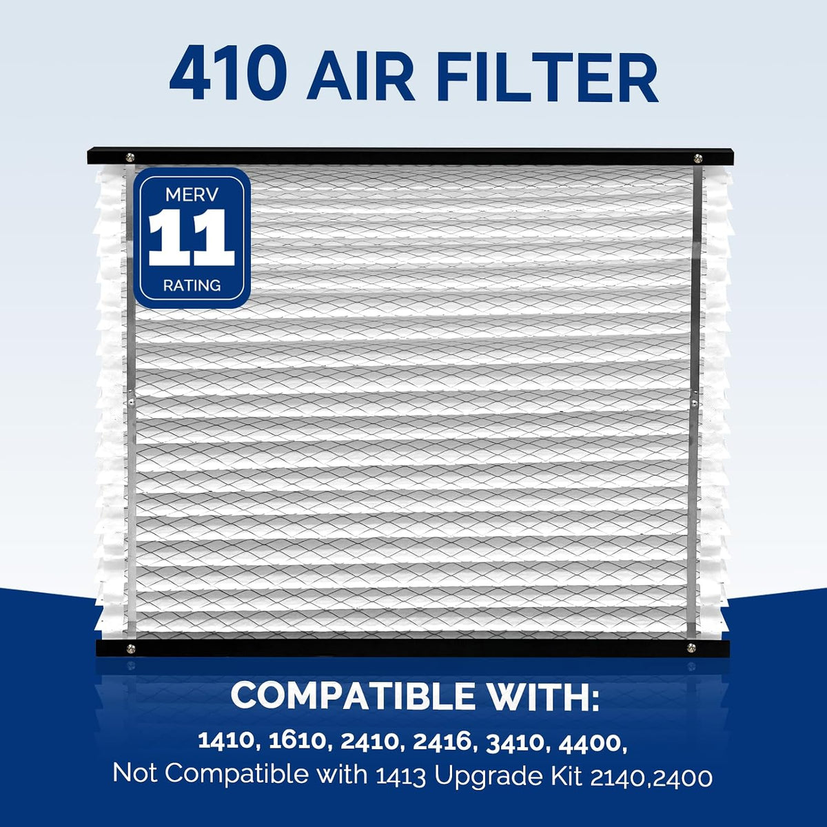 2-Pack 410 Replacement Filter Compatible with Aprilaire Whole House Air Purifiers, Models 1410, 1610, 2410, 2416, 3410, 4400, MERV 11 Air Purifiers, Size: 16x25x4(Actual Size 16.1''x27.8"x4)