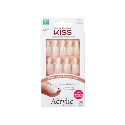 KISS Salon Acrylic Natural 28 Nails Real Short Length KSAN01